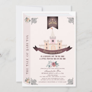 Invitation Il Était Une Fois Un Histoire Baby shower Rose