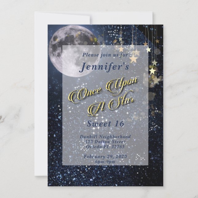 Invitation Il était une fois une douce soirée d'anniversaire  (Devant)