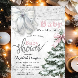 Invitation Il fait froid dehors Baby shower blanc de Pine Tre
