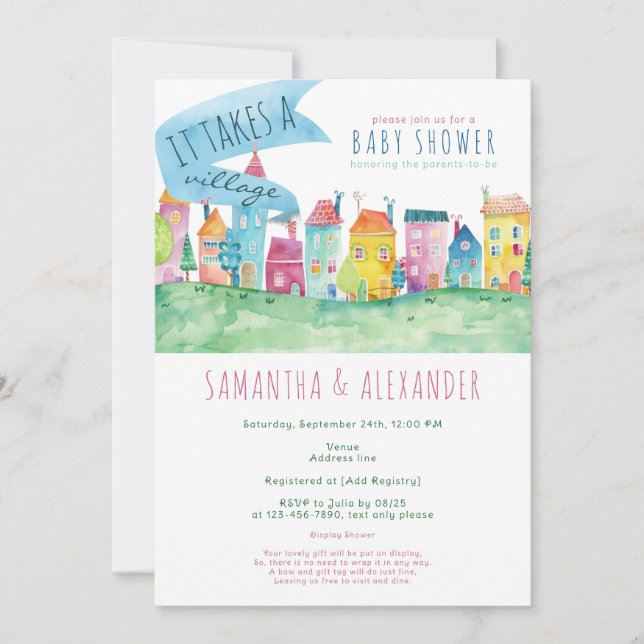 Invitation Il Faut Un Baby shower De FIV Pour L'Adoption Vill (Devant)