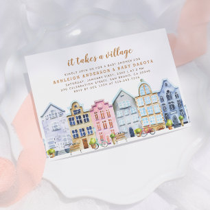 Invitation Il Faut Un Baby shower De Village Neutre Sur Le Se