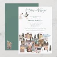 Il faut un Baby shower d'hiver village avec cigogn