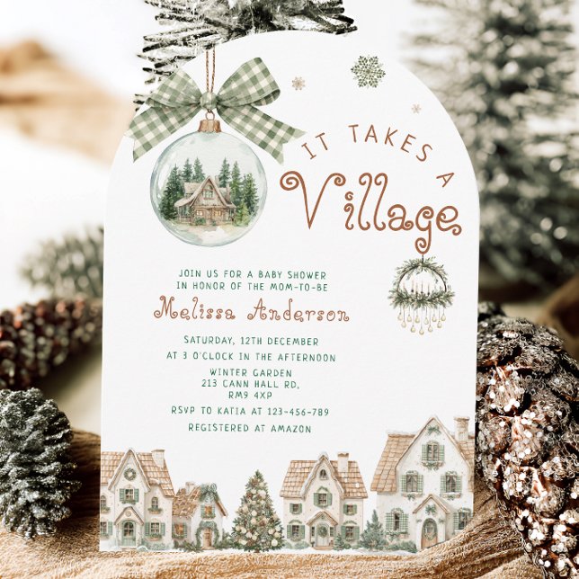 Invitation Il faut un Baby shower village neutre pour les fem (Créateur téléchargé)