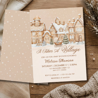 Invitation Il faut un village Maison en pain d'épices Fête pr