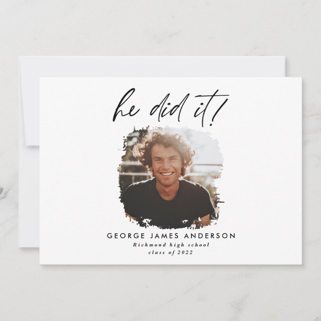 Invitation Il l'a fait graduation photo moderne (Devant)