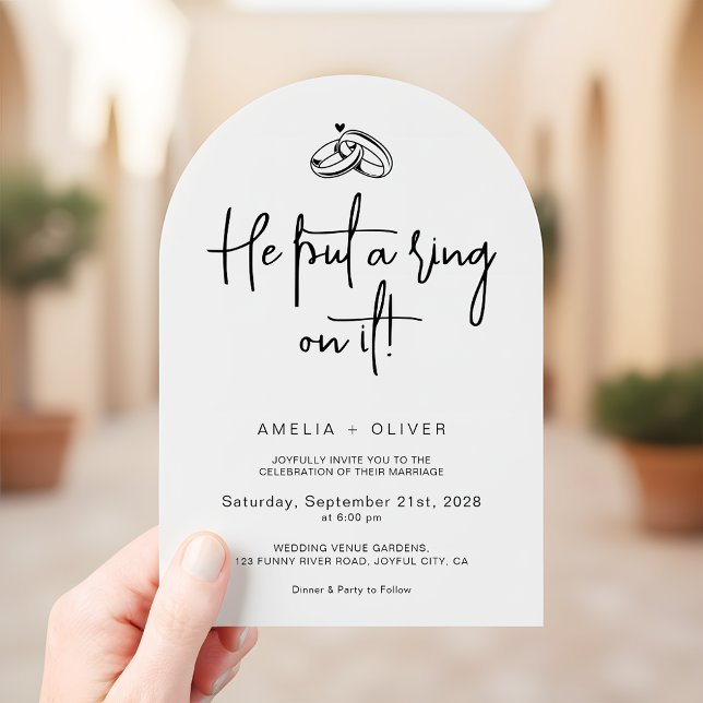 Invitation Il Lui a Mis une Bague au Doigt Joyeux Mariage Mod (Créateur téléchargé)