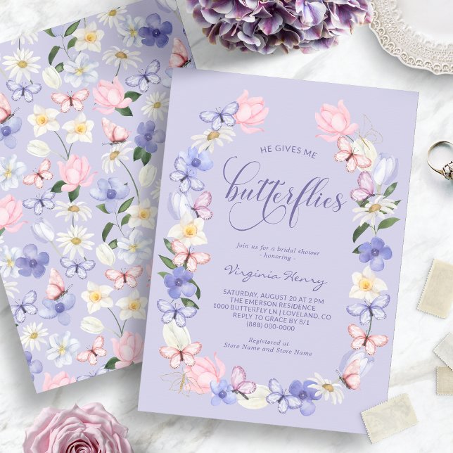 Invitation Il Me Donne Des Papillons Dans Le Ventre : Cérémon (Pink Butterflies Bridal Shower Invitation
)