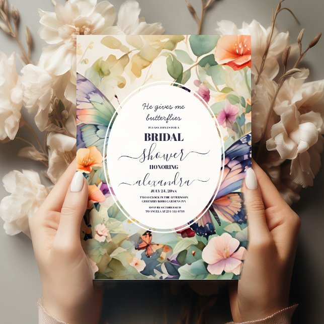 Invitation Il Me Donne Des Papillons Dusty Fête des mariées V (Créateur téléchargé)