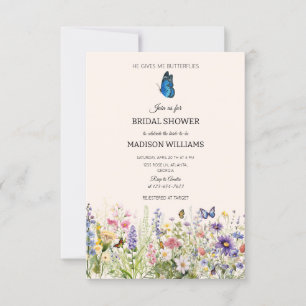 Invitation Il Me Donne Des Papillons Fleur sauvage Fête des m