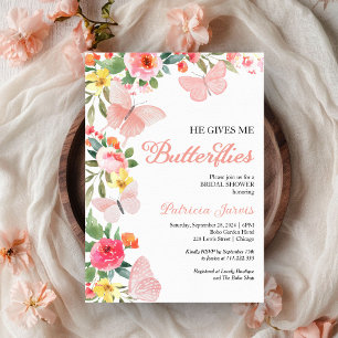 Invitation Il Me Donne Des Papillons Floral Pour La Fête De M