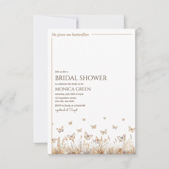 Invitation Il me donne des papillons Salle de fête minimalist (Devant)