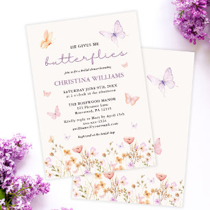 Invitation Il me donne Fête des mariées aux papillons