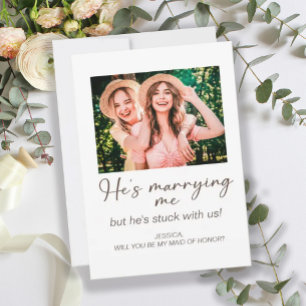 Invitation Il m'épouse coincée avec nous Photo de servante d'