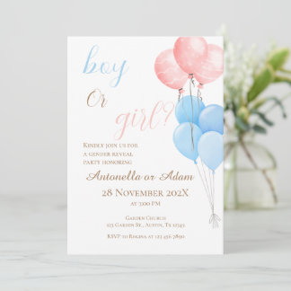 Invitation Il ou Elle avec Ballons Révélation du Sexe I