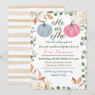 Invitation Il ou elle Citrouille tombe Genre Reveillez l'invi