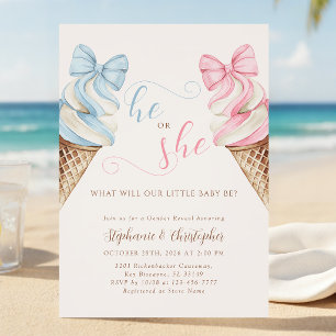 Invitation Il ou Elle Glace Aquarelle Révélation du Sexe