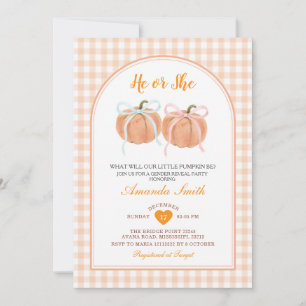 Invitation Il ou Elle Petit Citrouille Révélation du Sexe Ros