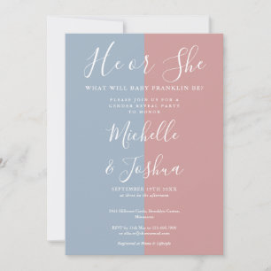 Invitation Il ou elle, quel sera le sexe du bébé ? Fête de ré