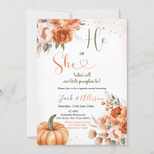 Invitation Il ou elle Rustic Fall Floral Citrouille Genre Rev
