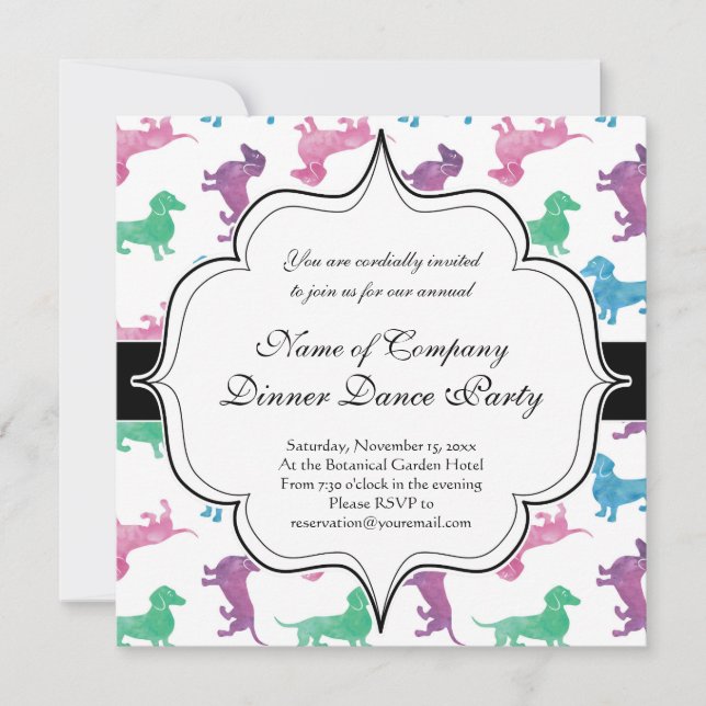 Invitation Il pleut des Dachshunds (Devant)