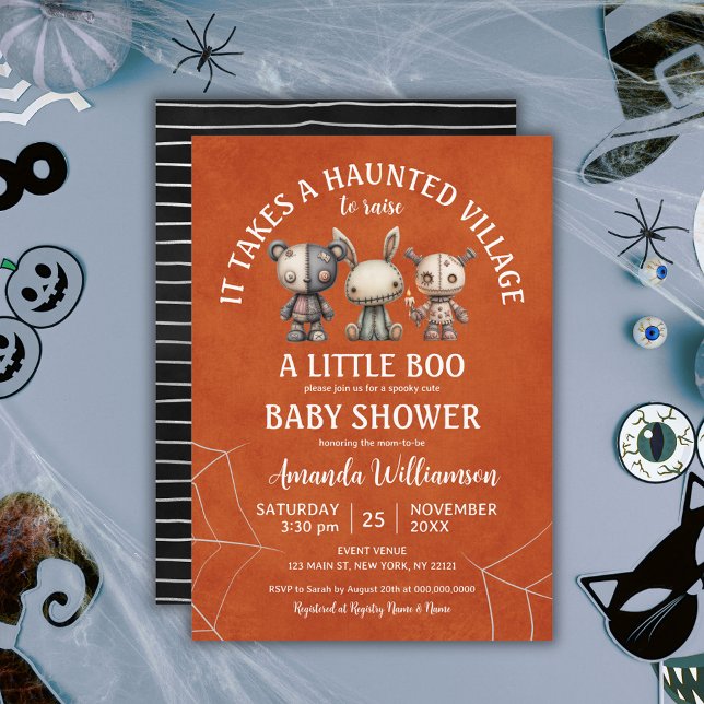 Invitation Il Prend Le Village Hauné Boo Halloween Baby showe (It Takes Haunted Village Boo Halloween Baby Shower Invitation)