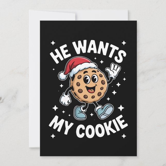 Invitation Il Veut Mon Chapeau De Noël Santa Cookie Dessert (Devant)