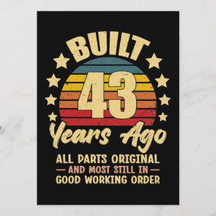 Invitation Il y a 43 ans Toutes les pièces d'origine 43e anni