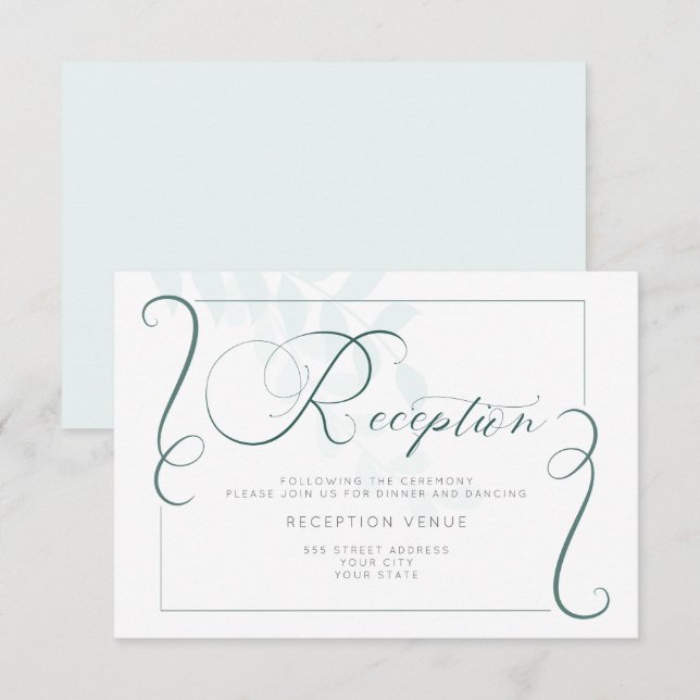 Invitation Il Y A À Peine Des Accents De Jade Feuilles De Men (Devant / Derrière)