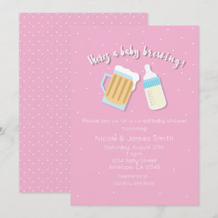 Invitation Il y a des tasses à bière bébé en rose douche