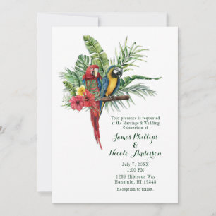 Invitation Île Paradise Birds Mariage floral tropical