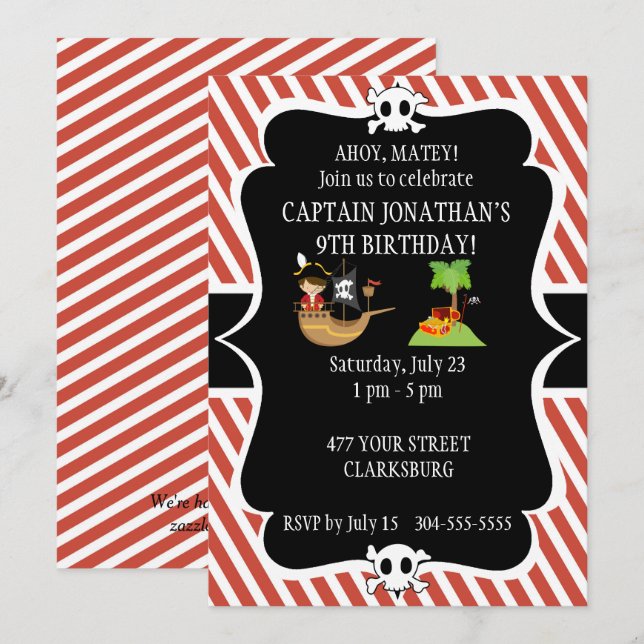 Invitation Île Pirate (Devant / Derrière)