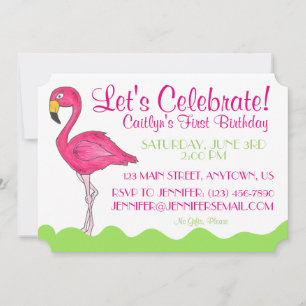 Invitation Ile tropicale Oiseau rose Flamant rose fête d'anni