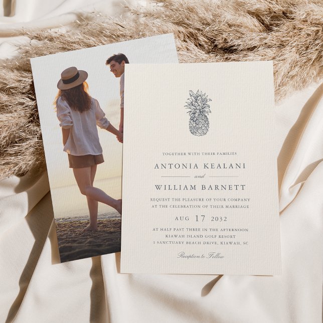 Invitation Île Vintage ananas Mariage photo (Créateur téléchargé)
