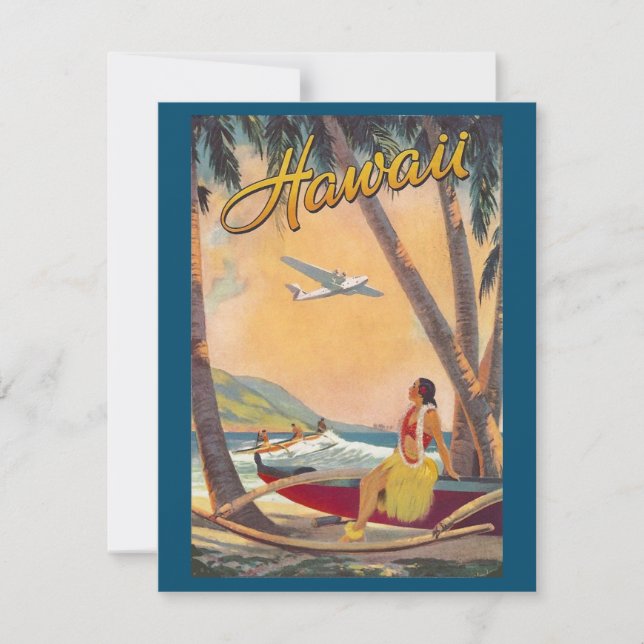 Invitation Iles d'Hawaii vintage Voyage Aloha Pacifique (Devant)
