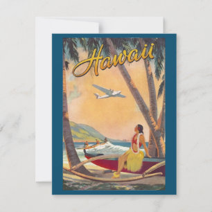 Invitation Iles d'Hawaii vintage Voyage Aloha Pacifique