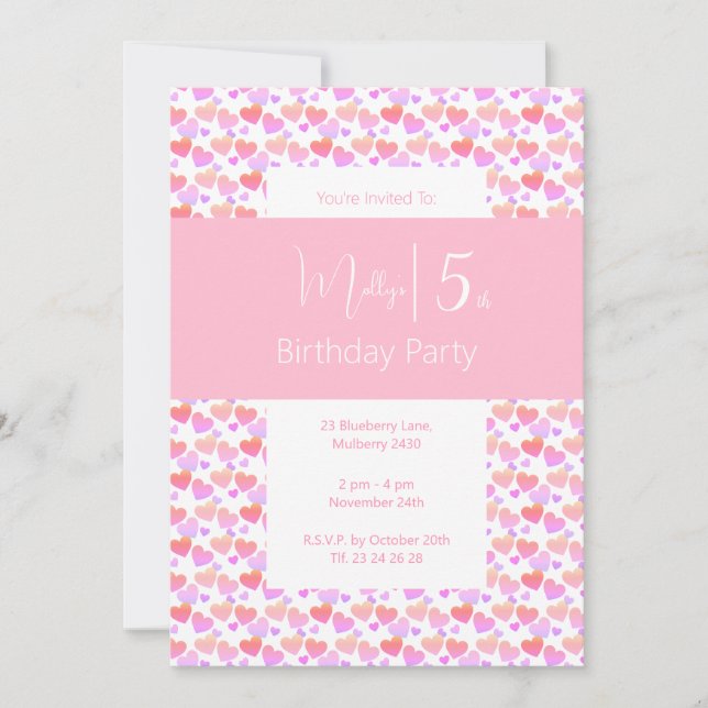 Invitation illusima Arc-en-ciel Rose Orange Amour Cœurs Anniv (Devant)