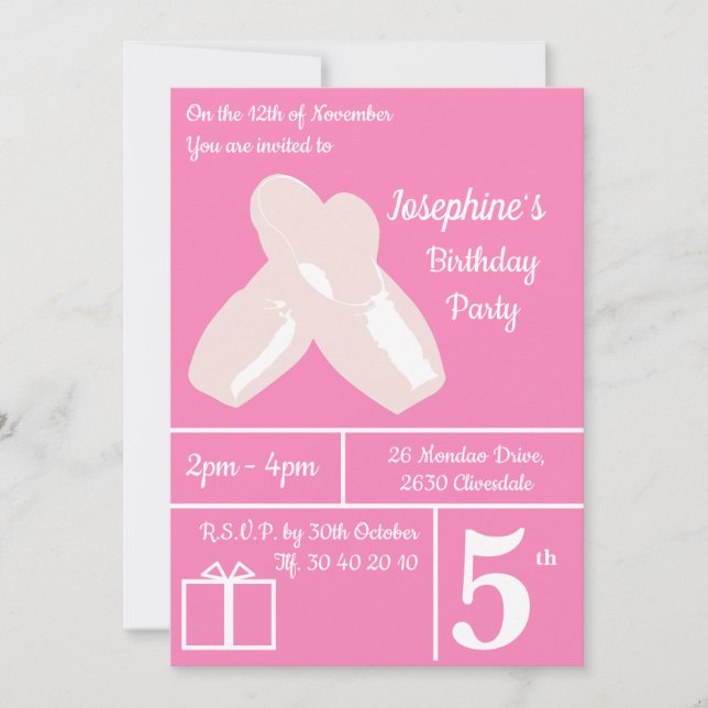 Invitation illusima Ballerina Chaussures rose foncé Anniversa (Devant)