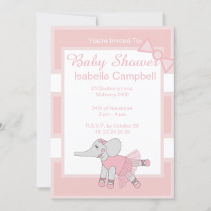 Invitation illusima Ballerina Elephant Baby Baby shower rose