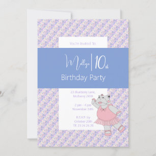 Invitation illusima Blue Ballerina Hippo 10e anniversaire