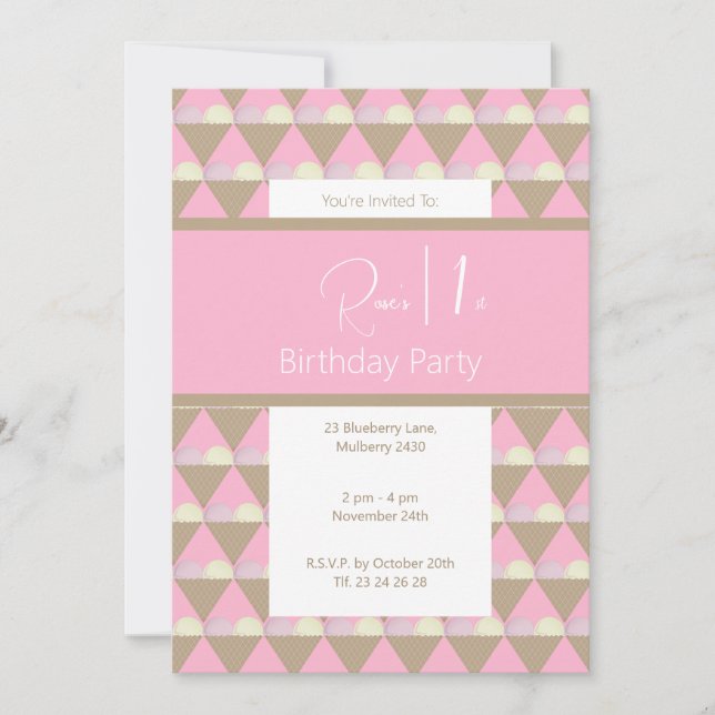 Invitation illusima fraise vanille crème glacée 1er anniversa (Devant)