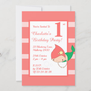 Invitation illusima Mermaid Peach Girls Birthday Party