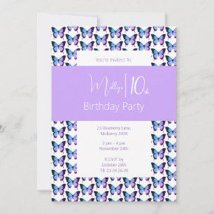Invitation illusima Papillon Motif pourpre 10e anniversaire