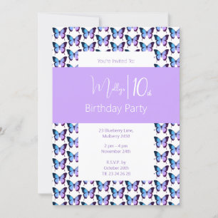 Invitation illusima Papillon Motif pourpre 10e anniversaire