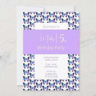 Invitation illusima Papillon Motif pourpre 5e anniversaire