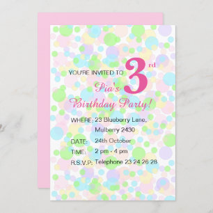 Invitation illusima Rainbow Pastel Dots Girls Rose Anniversai