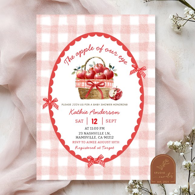Invitation Illustration à main irrégulière Baby shower Apple (Créateur téléchargé)