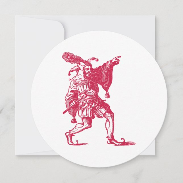 Invitation Illustration Antique de Bouffon Shakespearien (Devant)