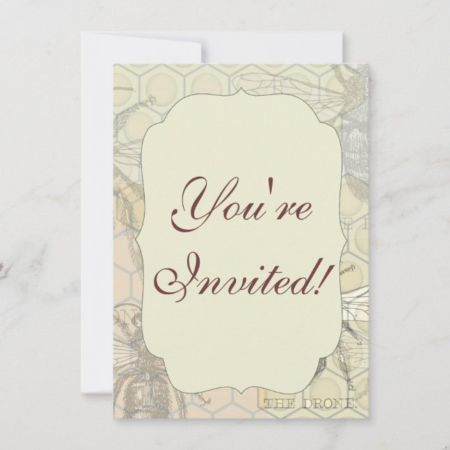 Invitation Illustration Antique d'Insecte de Bourdon Reine Ab (Devant)