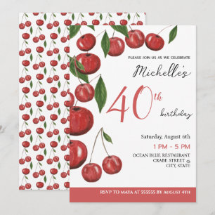 Invitation Illustration aquarelle de cerises douces pour anni
