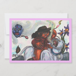 Invitation Illustration aquarelle Eros chevauchant une lionne